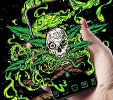 Poster Green Weed Skull Theme