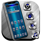 Icona Tema di Silver Metal Launcher blu