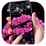 Pink Glitter Lips Theme icône