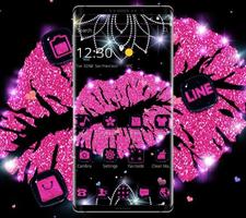 Pink Glitter Lips Theme 스크린샷 2