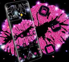 Pink Glitter Lips Theme captura de pantalla 3