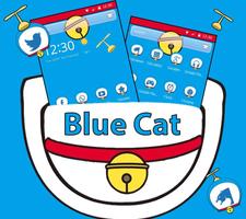 Bleu chat cartoon mignonne thème Affiche