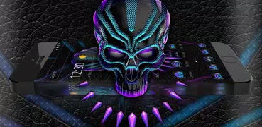 Neon Violet Tech Skull Theme