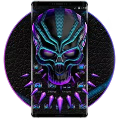 Neon Violet Tech Skull Theme APK 下載