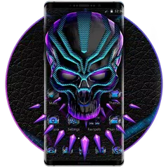 Скачать Neon Violet Tech Skull Theme APK