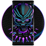 Neon Violet Tech Skull Theme icono