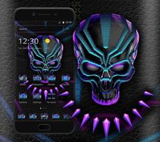 Neon Violet Tech Skull Theme plakat