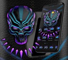 Neon Violet Tech Skull Theme 스크린샷 1