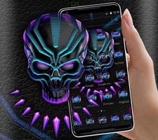 Neon Violet Tech Skull Theme ảnh chụp màn hình 2