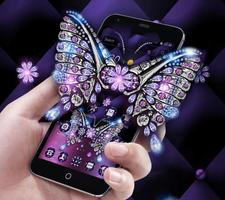 پوستر Violet Diamond Butterfly Leather Theme