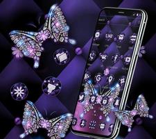 Violet Diamond Butterfly Leather Theme capture d'écran 3