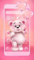 Cute Salmon Teddy Bear 2D Theme Cartaz