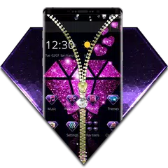 Violet Glitter Diamond Zipper Theme