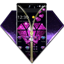 Violet Glitter Diamond Zipper Theme APK