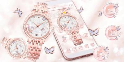 Rose Gold Watch Theme Diamond Watch โปสเตอร์