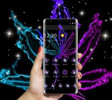 Violet Neon Black Weed Theme پوسٹر