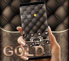 Gold Leather Crown Luxury Theme الملصق