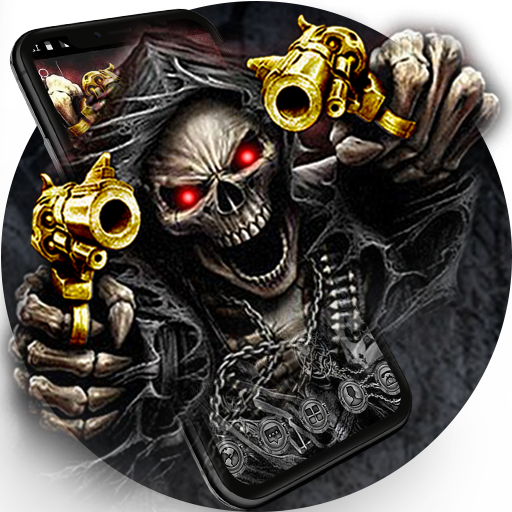 Gold Fire Gun Warrior Skull Theme
