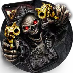 Gold Fire Gun Warrior Skull Theme アプリダウンロード