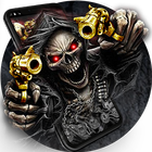 Gold Fire Gun Warrior Skull Theme biểu tượng