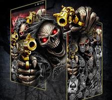 Gold Fire Gun Warrior Skull Theme syot layar 1