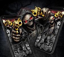 Gold Fire Gun Warrior Skull Theme Ekran Görüntüsü 2