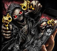 Gold Fire Gun Warrior Skull Theme 截图 3