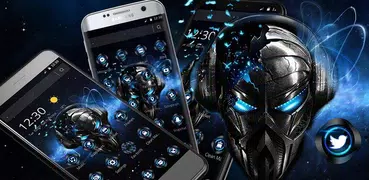 Blue Tech Metallic Skull Theme