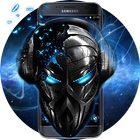 Blue Tech Metallic Skull Theme-icoon