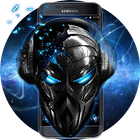 Blue Tech Metallic Skull Theme simgesi