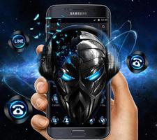 برنامه‌نما Blue Tech Metallic Skull Theme عکس از صفحه