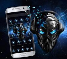 Blue Tech Metallic Skull Theme ภาพหน้าจอ 2