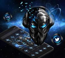 Blue Tech Metallic Skull Theme Ekran Görüntüsü 3