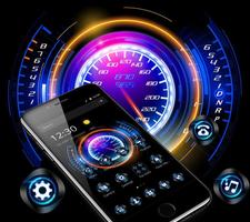 Racing Neon Speedometer Theme ảnh chụp màn hình 1