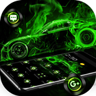 Green Flaming Neon Car Theme icône