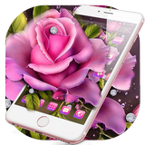 Lovely Pink Rose Blossom Theme icône