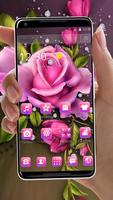 Lovely Pink Rose Blossom Theme Affiche