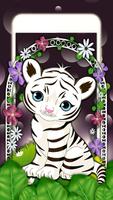 Cute White Tiger 2D Theme Affiche