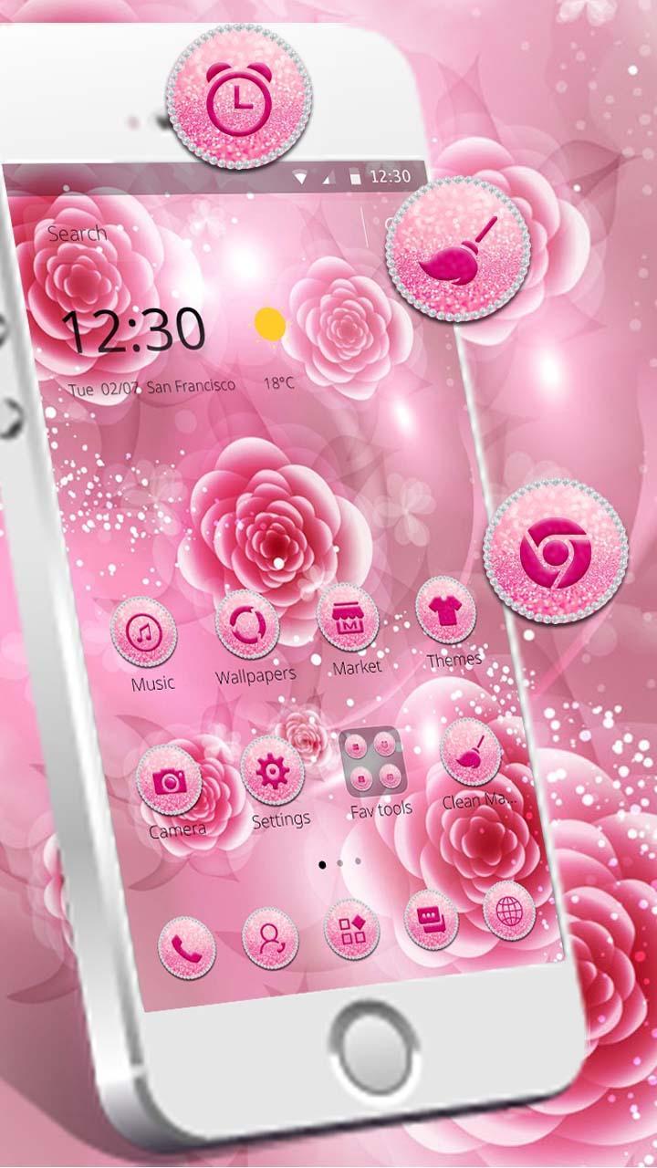 Diamond Pink Rose Mobile Theme APK for Android Download