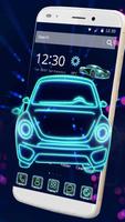Cool Neon Car 2D Theme Affiche