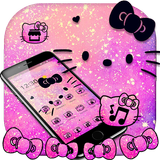 Pink Glitter Kitty Bowknot Theme ikona