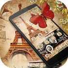 Nostalgic Eiffel Car Butterfly Theme ícone