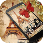 Nostalgic Eiffel Car Butterfly Theme ไอคอน