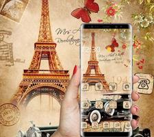 Nostalgic Eiffel Car Butterfly Theme capture d'écran 1
