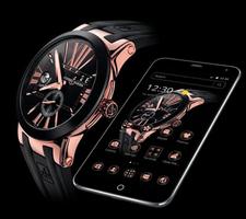 Rose Gold Watch Black Theme الملصق