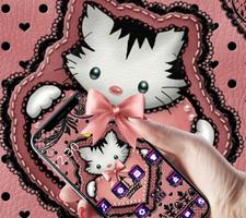 Cute Kitty Lace Bow Theme الملصق