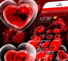 Red Heart Love Sparkling Theme Affiche