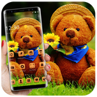 Cute Brown Stuffed Teddy Bear Theme icône