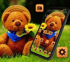 Cute Brown Stuffed Teddy Bear Theme imagem de tela 1