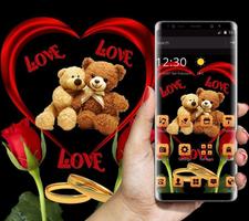 Loving Brown Furry Bear Theme plakat